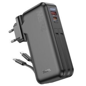 Hoco J126 Travel 22.5W fully compatible power bank with cable(US/EU)(10000mAh) black