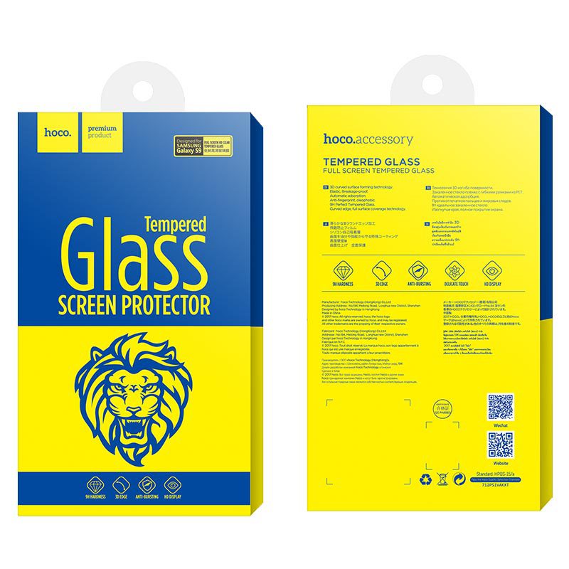 Hoco Full high transparent tempered glass for Galaxy S9 Plusblack - imagine 2