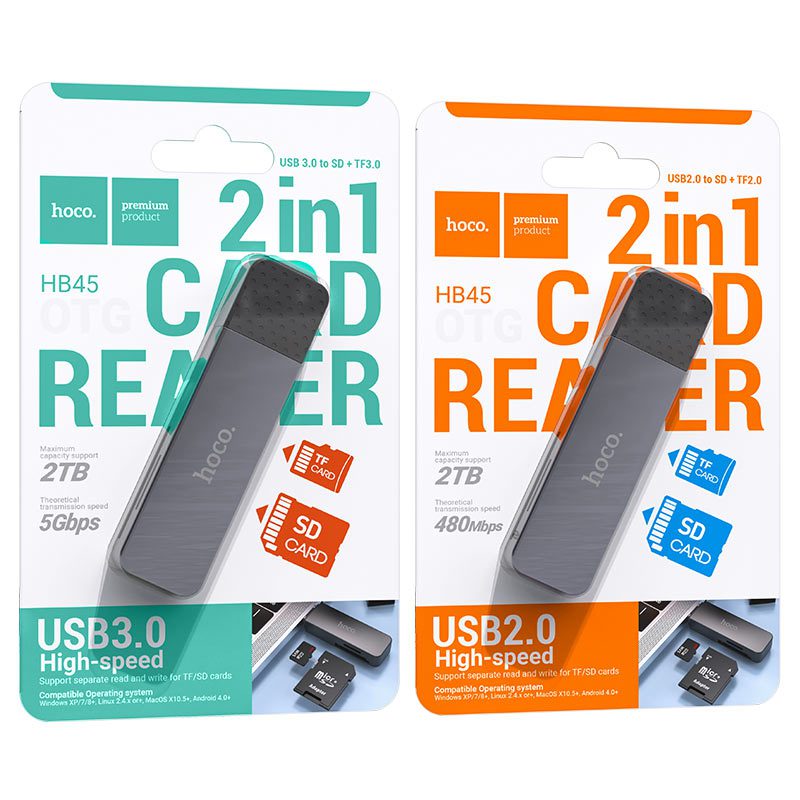 Hoco HB45 Spirit 2-in-1 USB 3.0 card reader metal gray - imagine 3