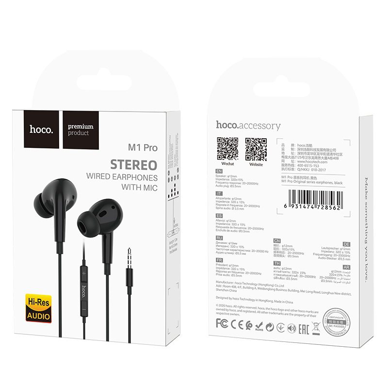 Hoco M1 Original Series Earphones black - imagine 3