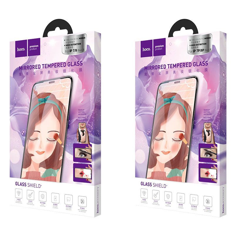 Hoco Mirror full screen tempered glass for iPhone7/8(A15) black - imagine 3
