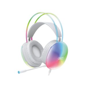 XO GE11 Colorful RGB Gaming Headset with Microphone (USB + 3.5mm, Adapter) White