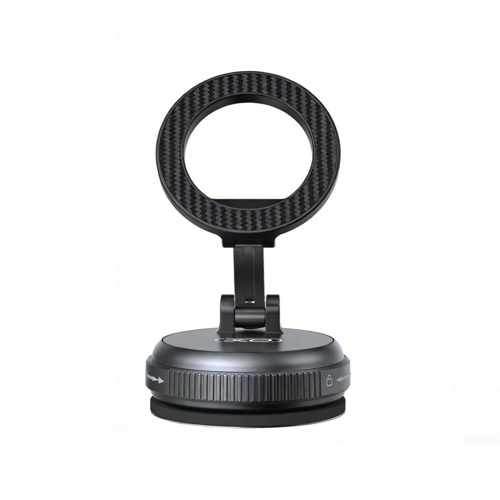 XO C302 MagSafe Rotating Suction Cup Phone Holder Gunmetal Black - imagine 2
