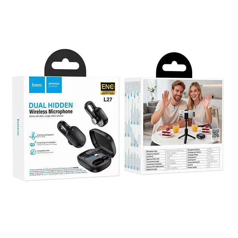Hoco L27 Ice hidden wireless microphone Type-C black - imagine 3