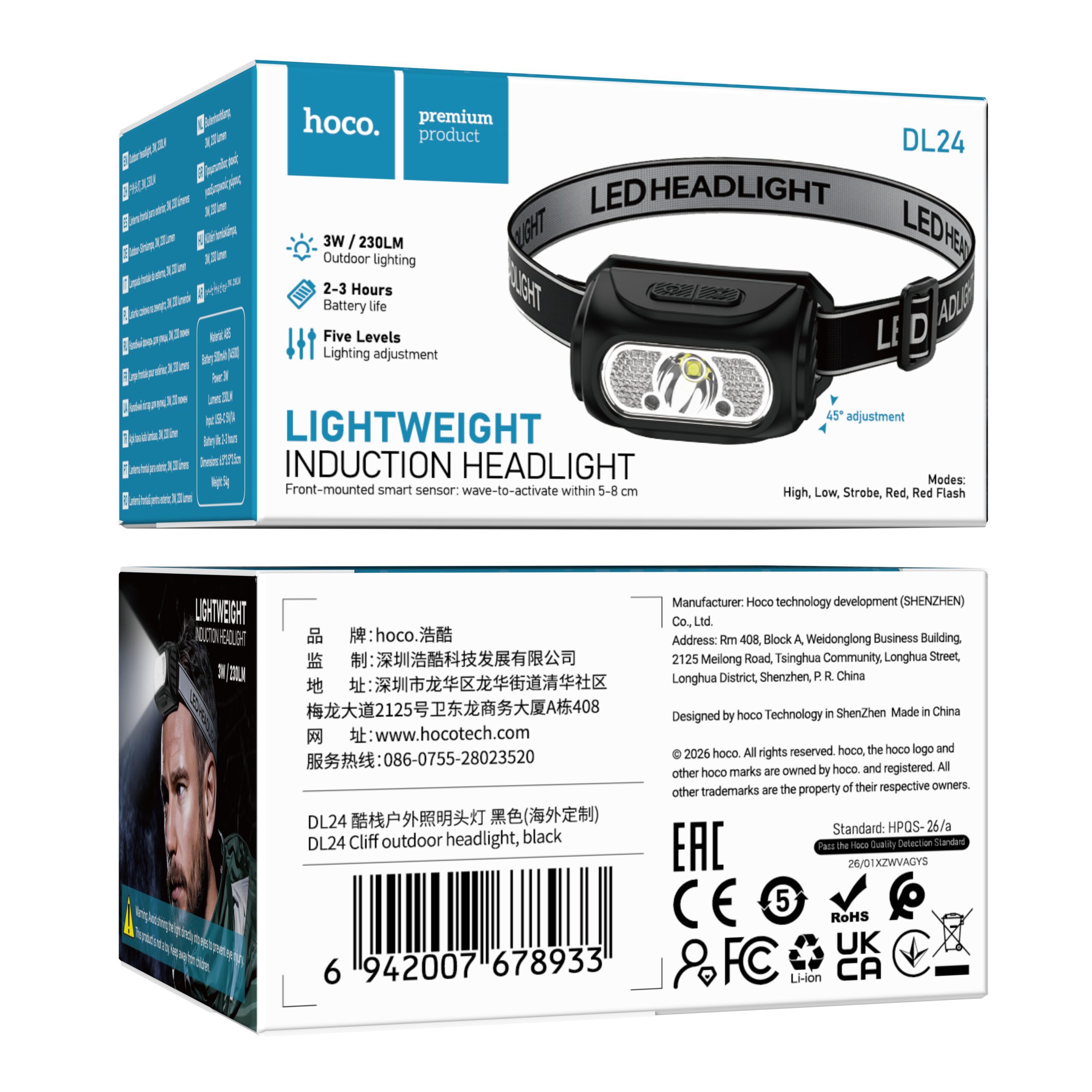 Hoco DL24 Cliff outdoor headlight black - imagine 4